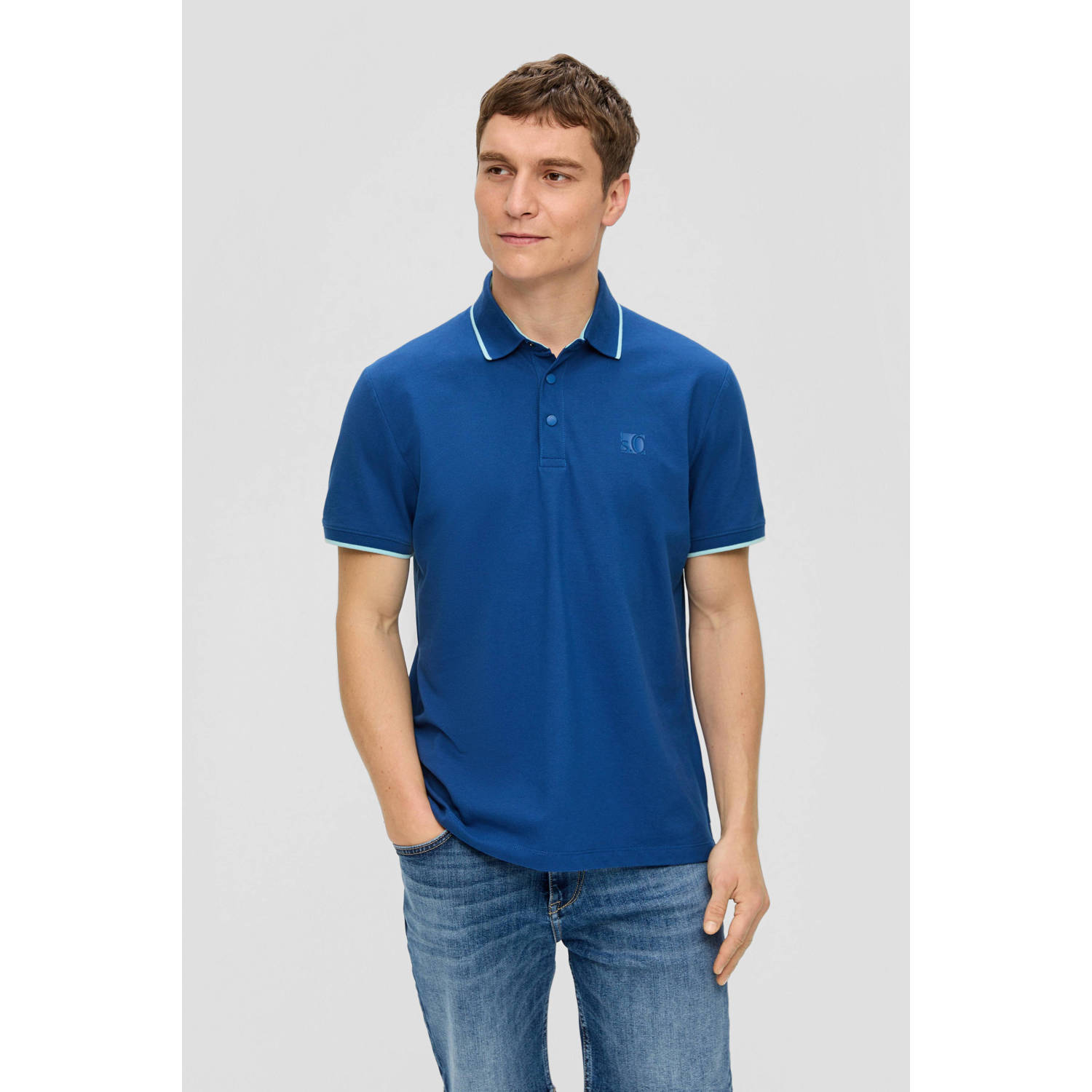 s.Oliver polo met logo blauw