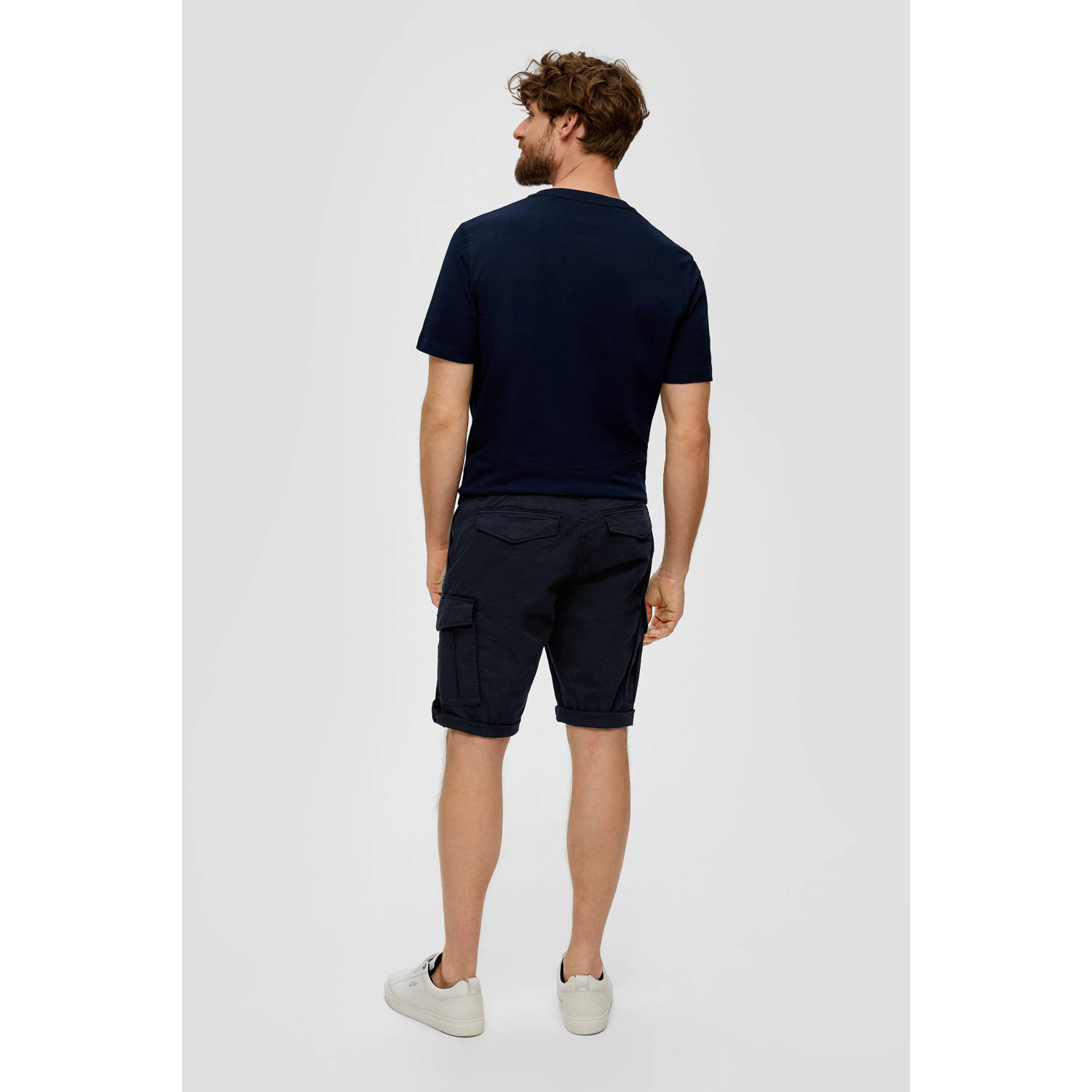 s.Oliver regular fit cargo short donkerblauw