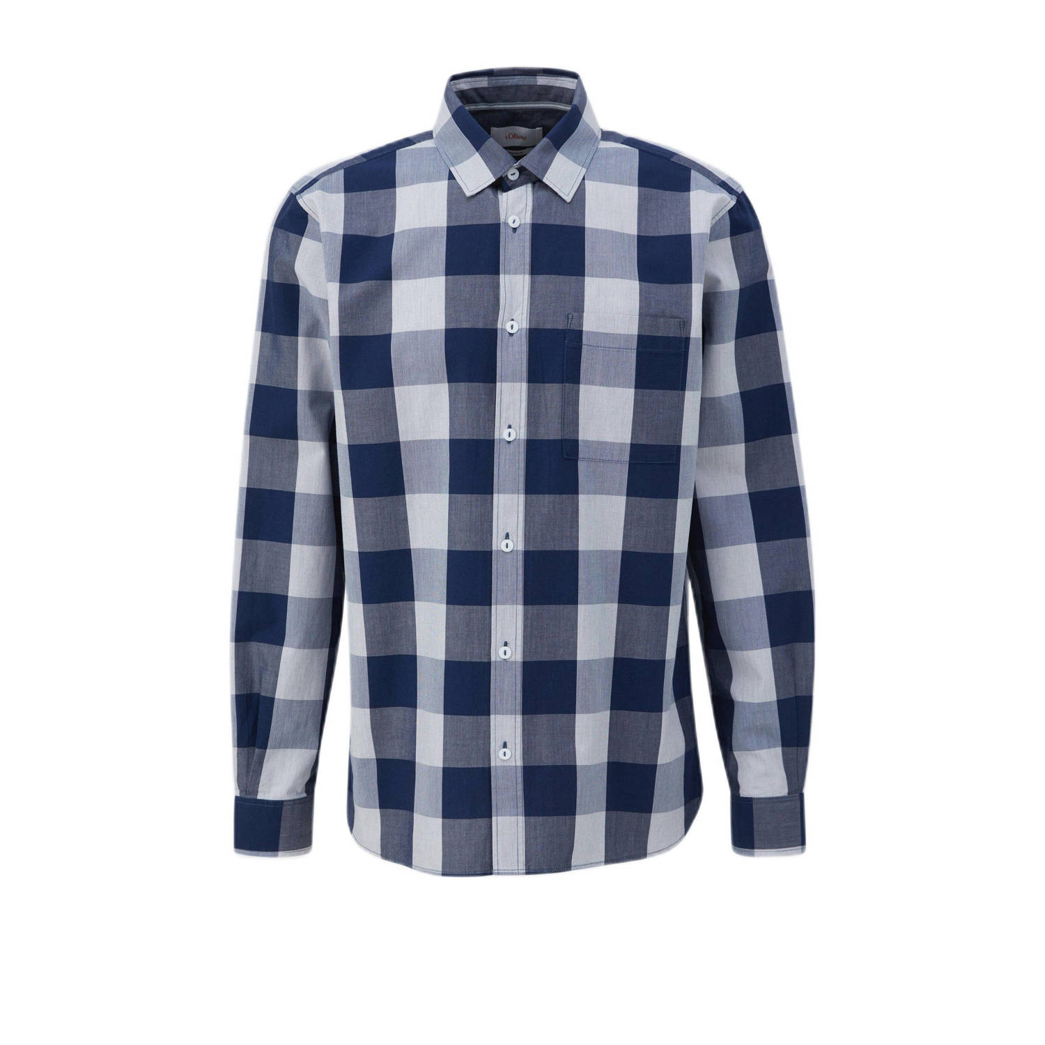 S.Oliver geruit regular fit overhemd blauw