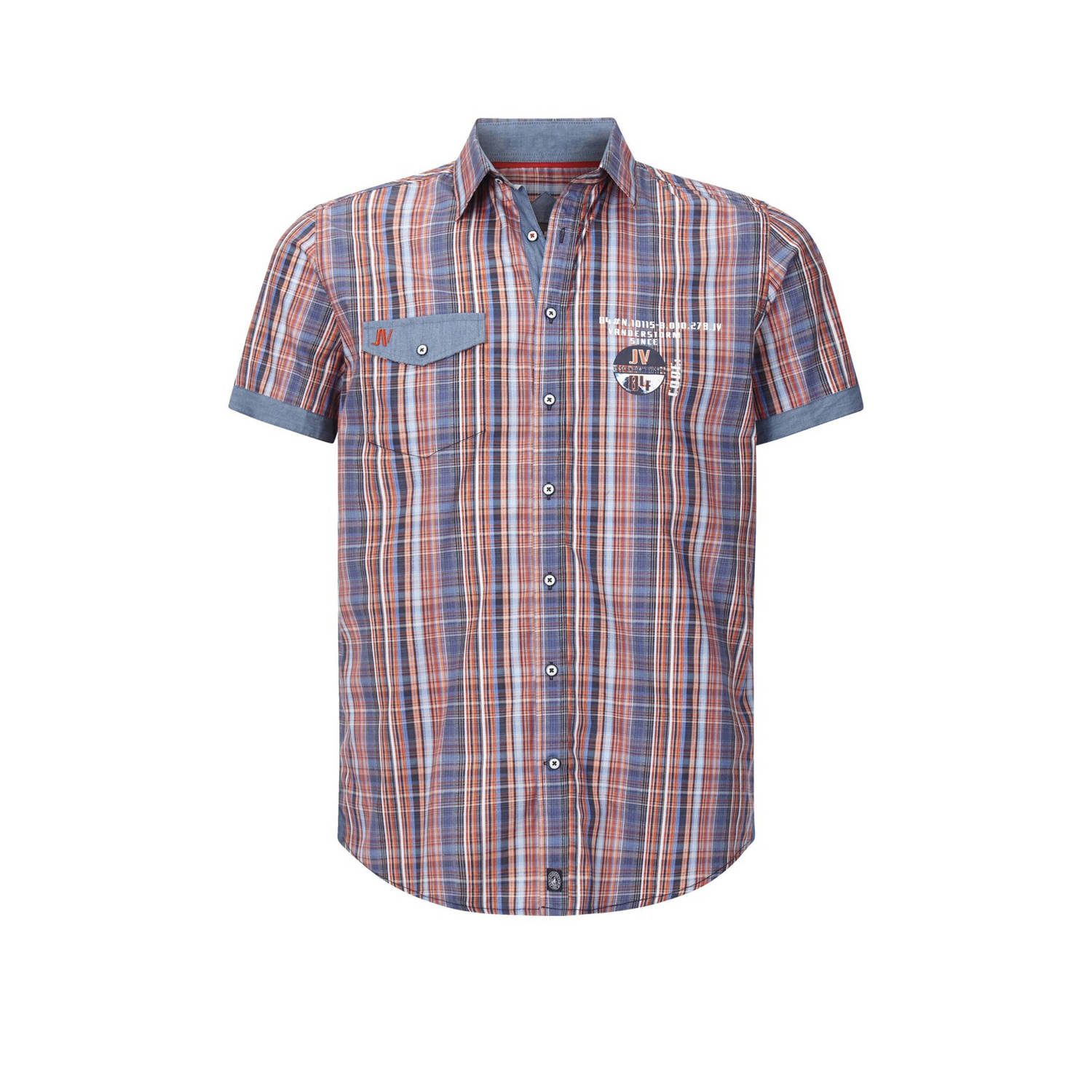 Jan Vanderstorm +FIT Collectie loose fit overhemd WIM Plus Size donkerblauw