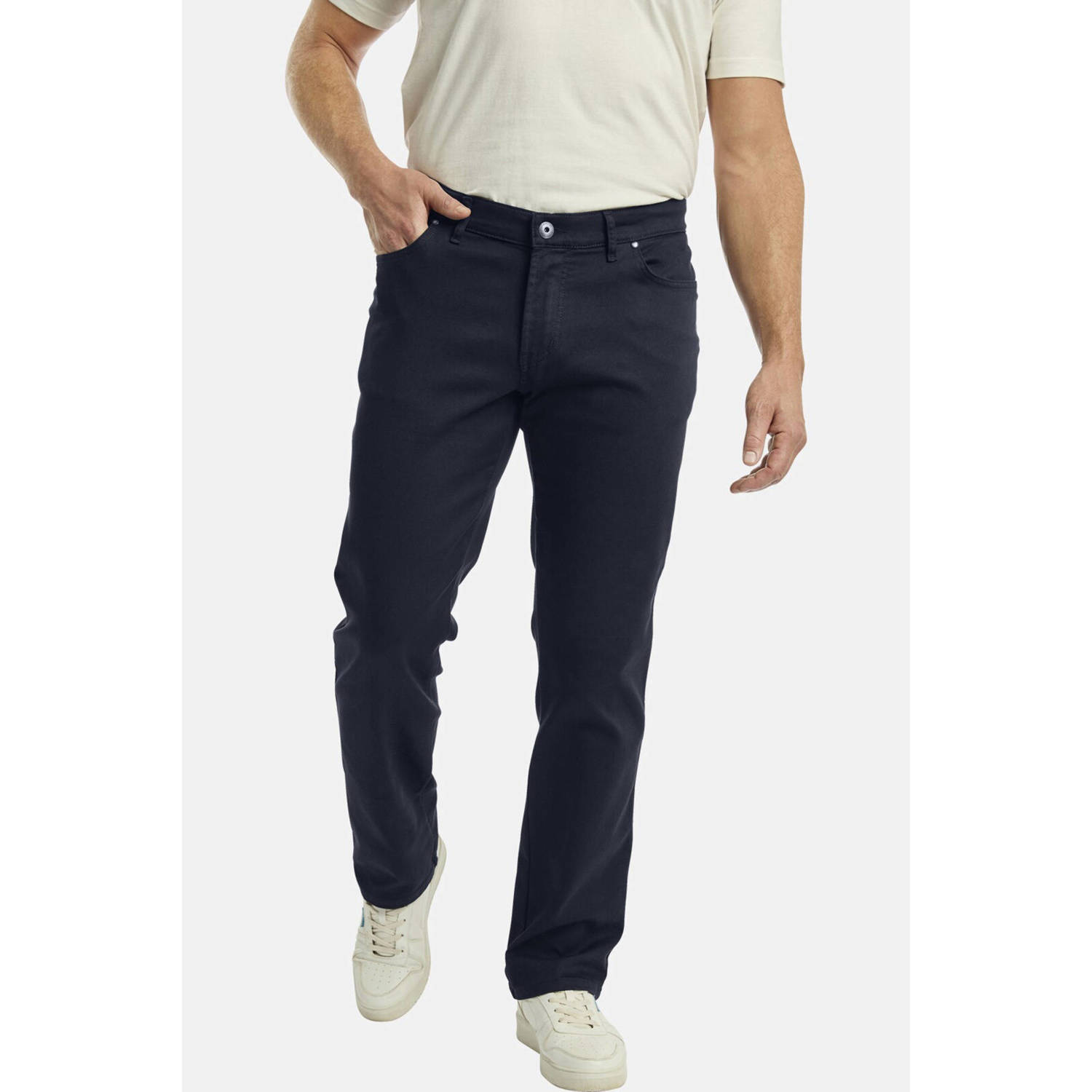 Jan Vanderstorm +FIT Collectie loose fit broek SIEGHART Plus Size donkerblauw