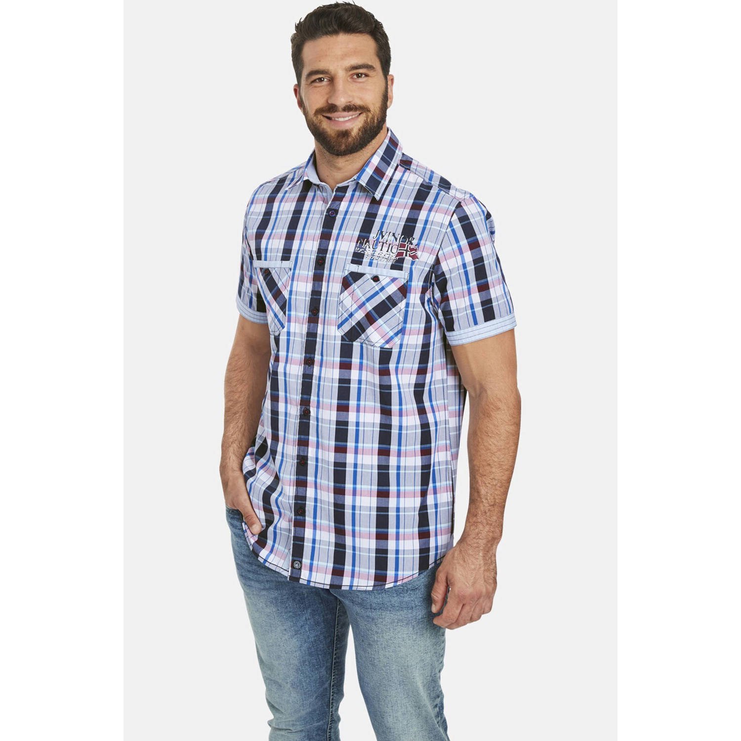 Jan Vanderstorm casual overhemd donkerblauw