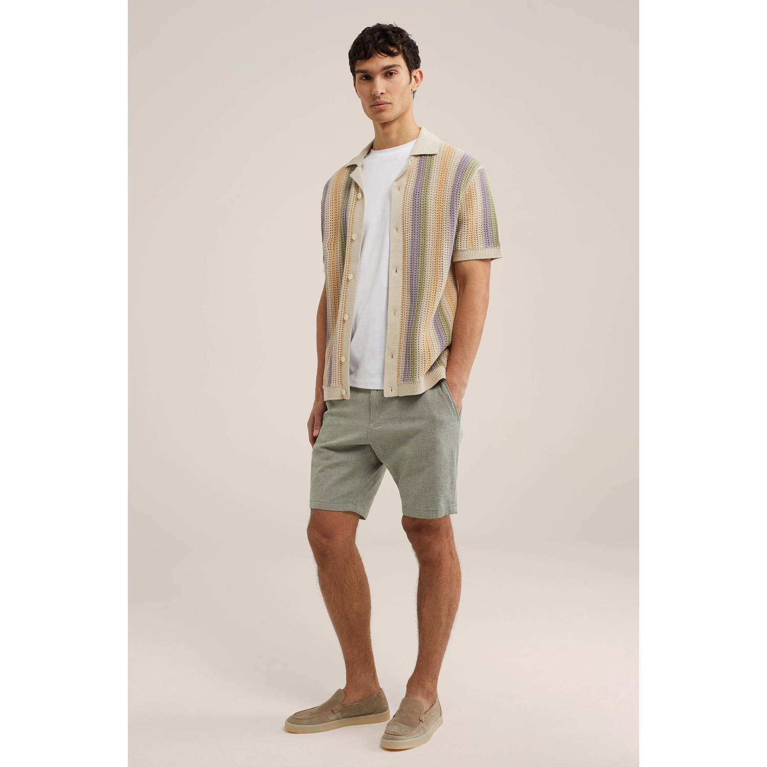 WE Fashion gemêleerde regular fit short thyme