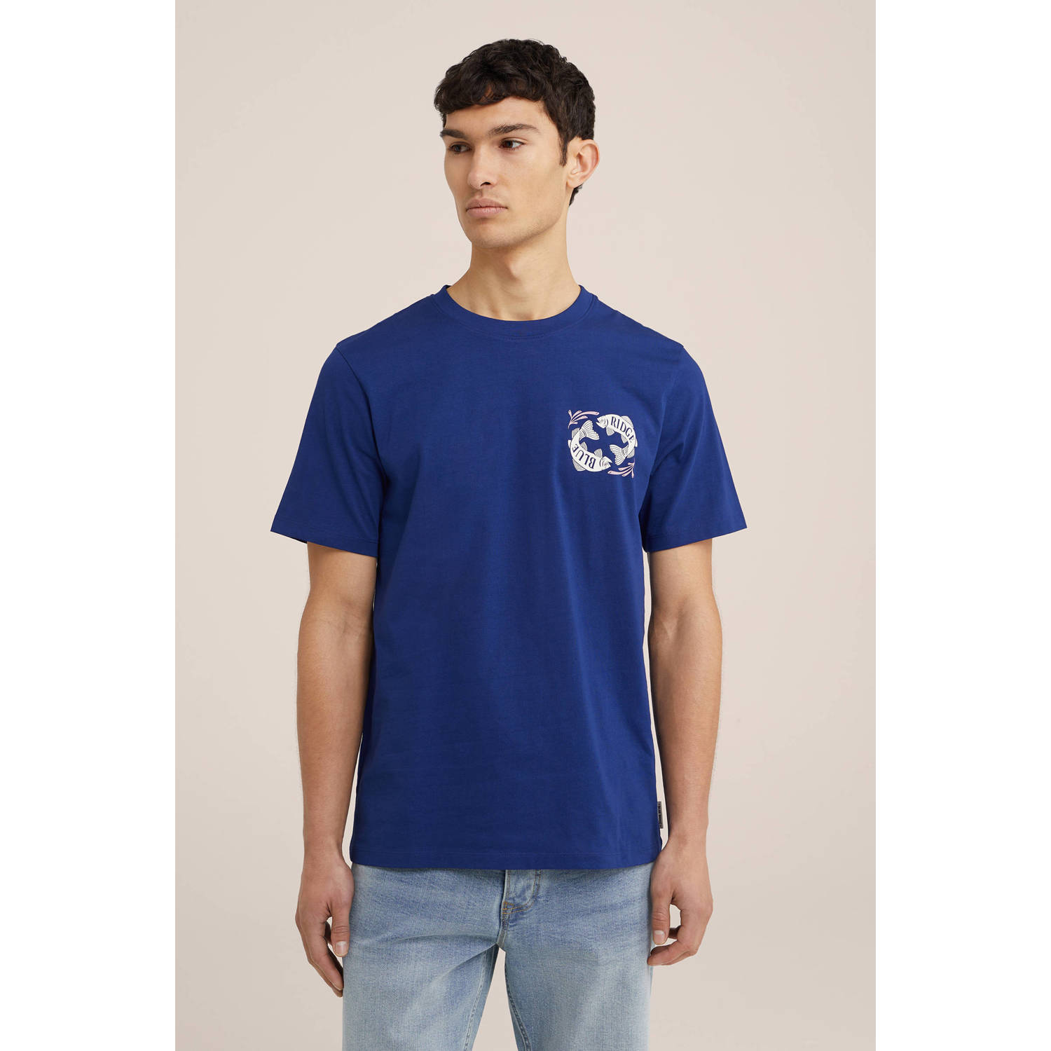 WE Fashion T-shirt met backprint blue depth