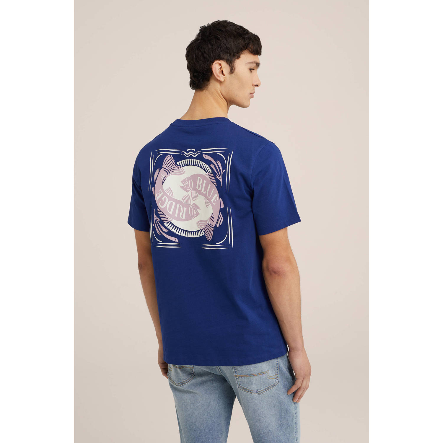 WE Fashion T-shirt met backprint blue depth