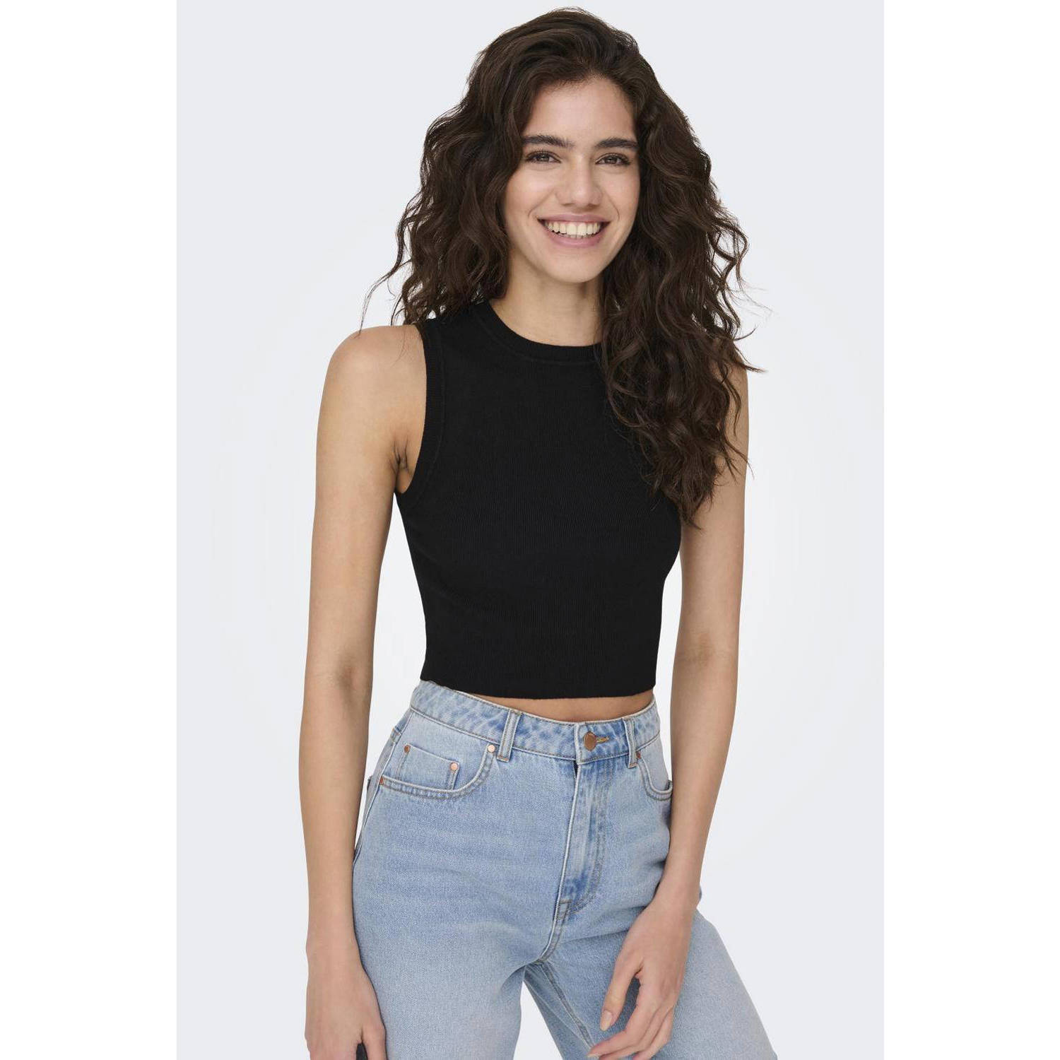 JDY crop top CIRKELINE zwart