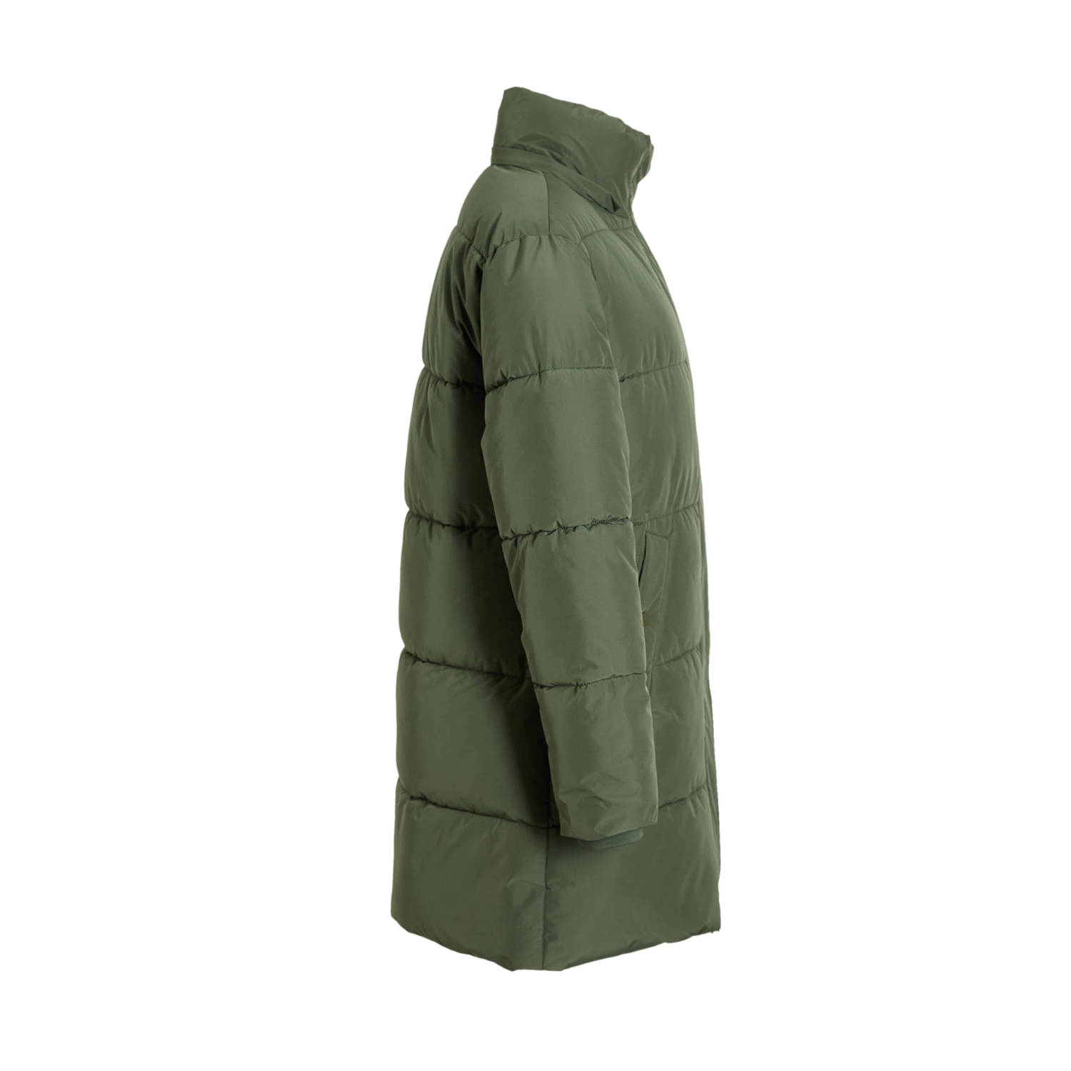 anytime midi gewatteerde jas khaki