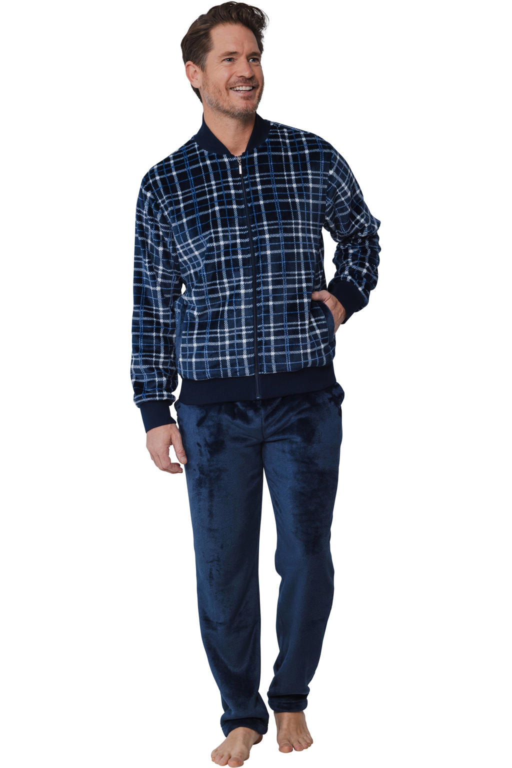 Pastunette for men fleece huispak donkerblauw