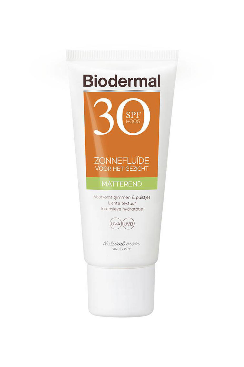 Biodermal Matterend zonnefluïde gezicht SPF30 - 40 ml