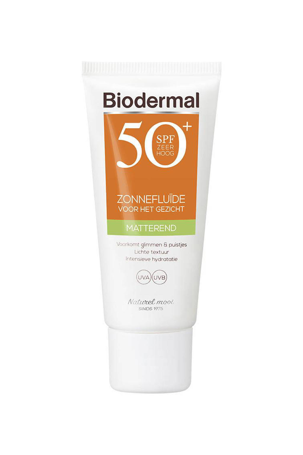 Biodermal Matterend zonnefluïde gezicht SPF50+ - 40 ml