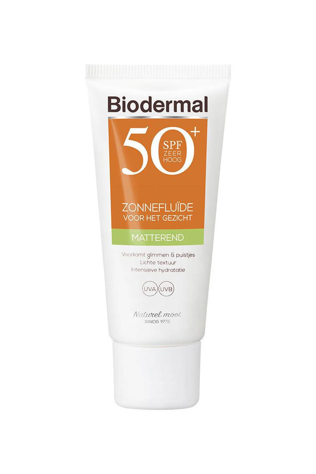 Biodermal Matterend zonnefluïde gezicht SPF50+ - 40 ml