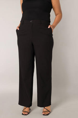 wide leg high waist pantalon zwart