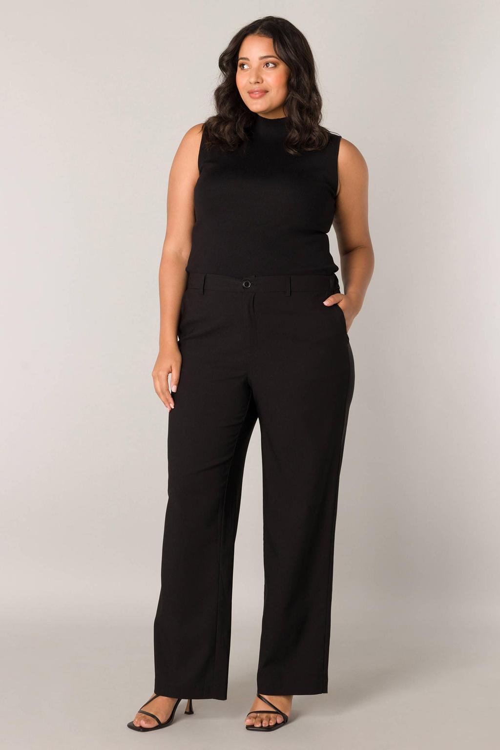 Base Level Curvy wide leg high waist pantalon zwart