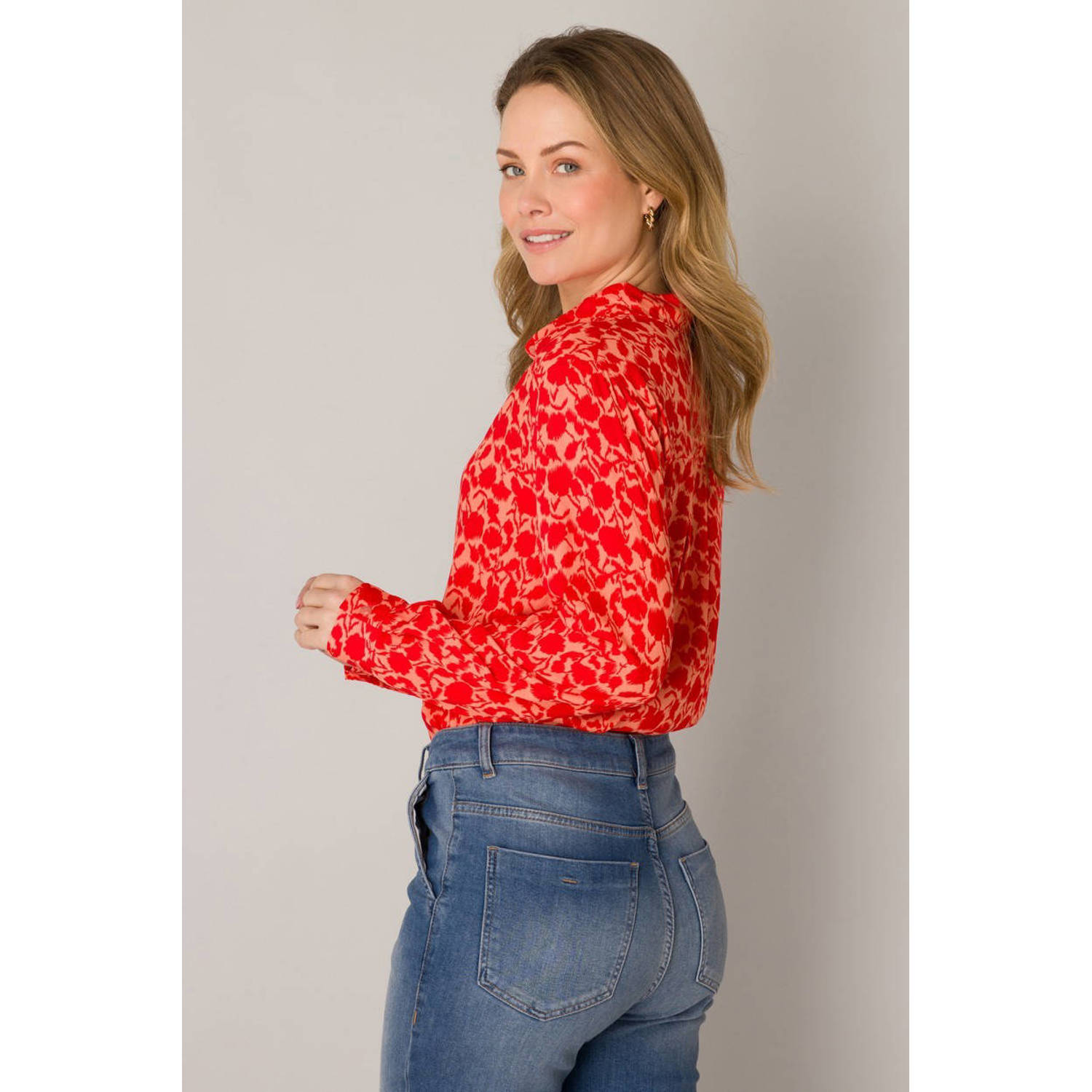 ES&SY blouse met all over print rood