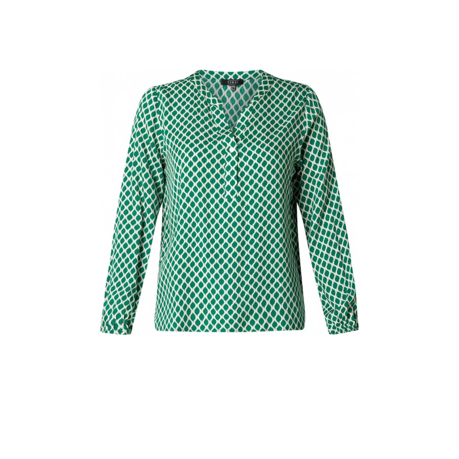 ES&SY blousetop met all over print groen