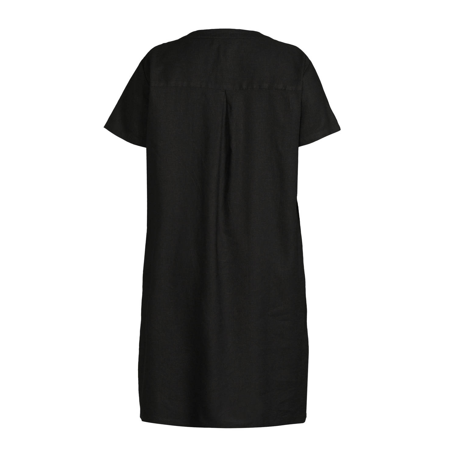 Base Level Curvy linnen jurk Yacinthe zwart