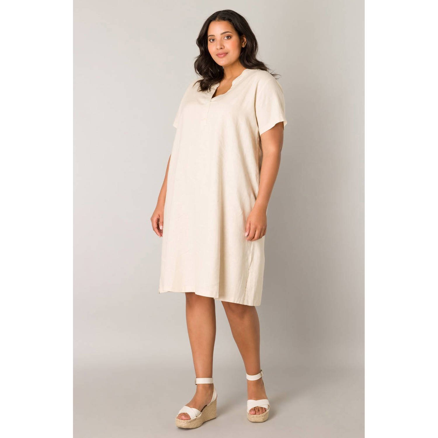 Base Level Curvy Tuniekjurk Yacinthe met linnen