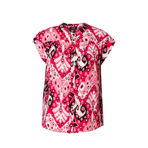 Yest top met all over print rood/lichtroze/wit