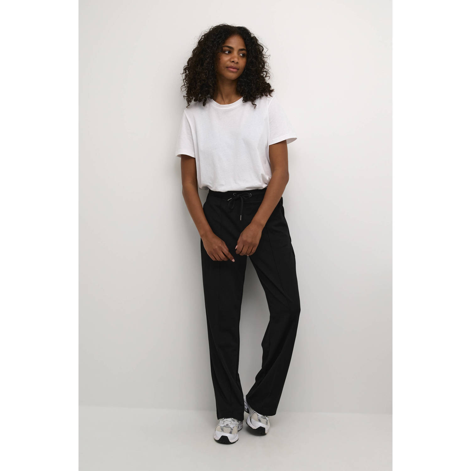 Kaffe high waist straight fit pantalon KAJENNY zwart