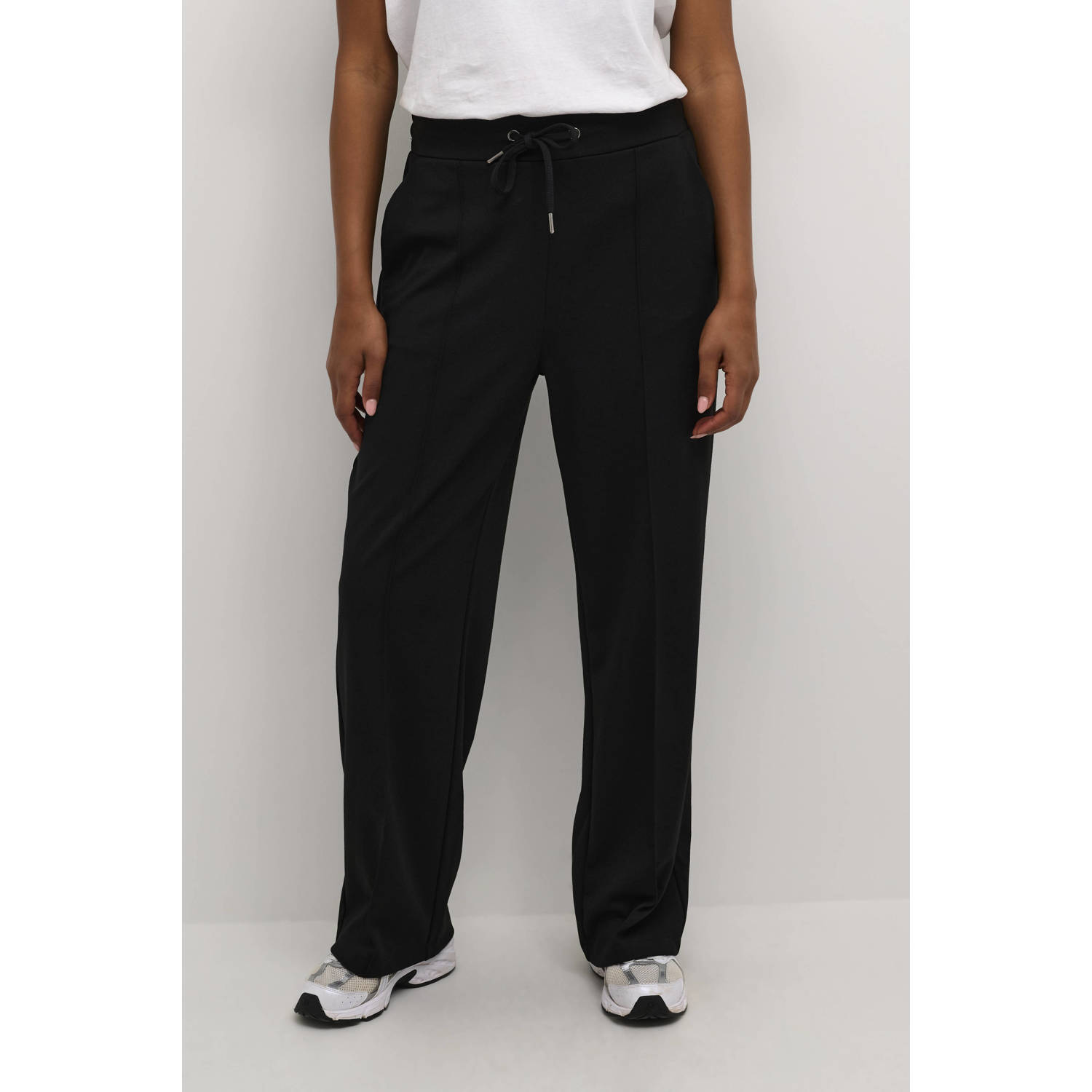 Kaffe high waist straight fit pantalon KAJENNY zwart