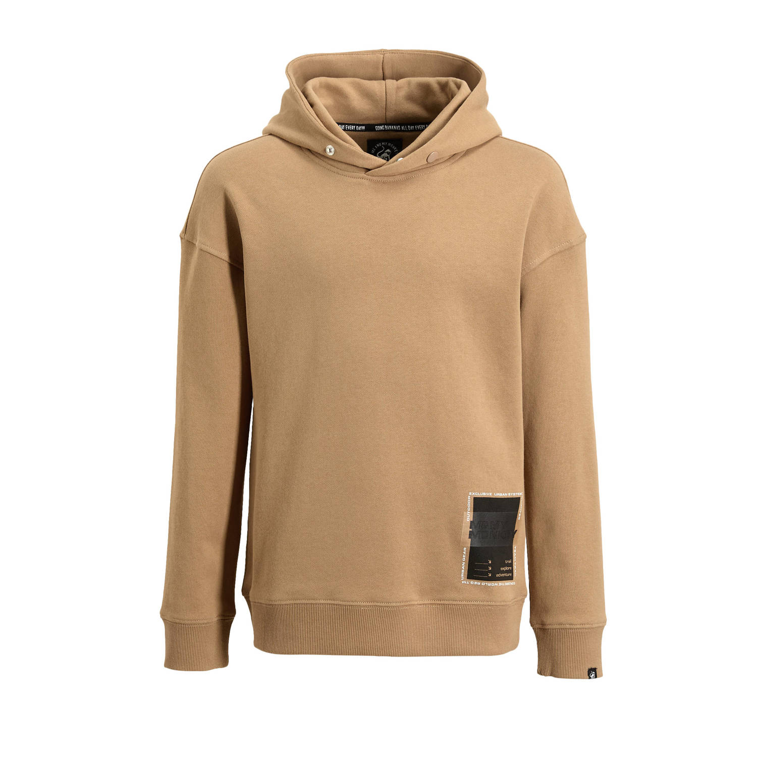 Me & My Monkey hoodie Robby met backprint zand