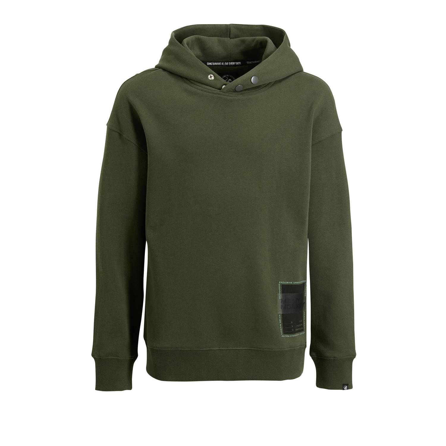 Me & My Monkey hoodie Robby met backprint donkergroen