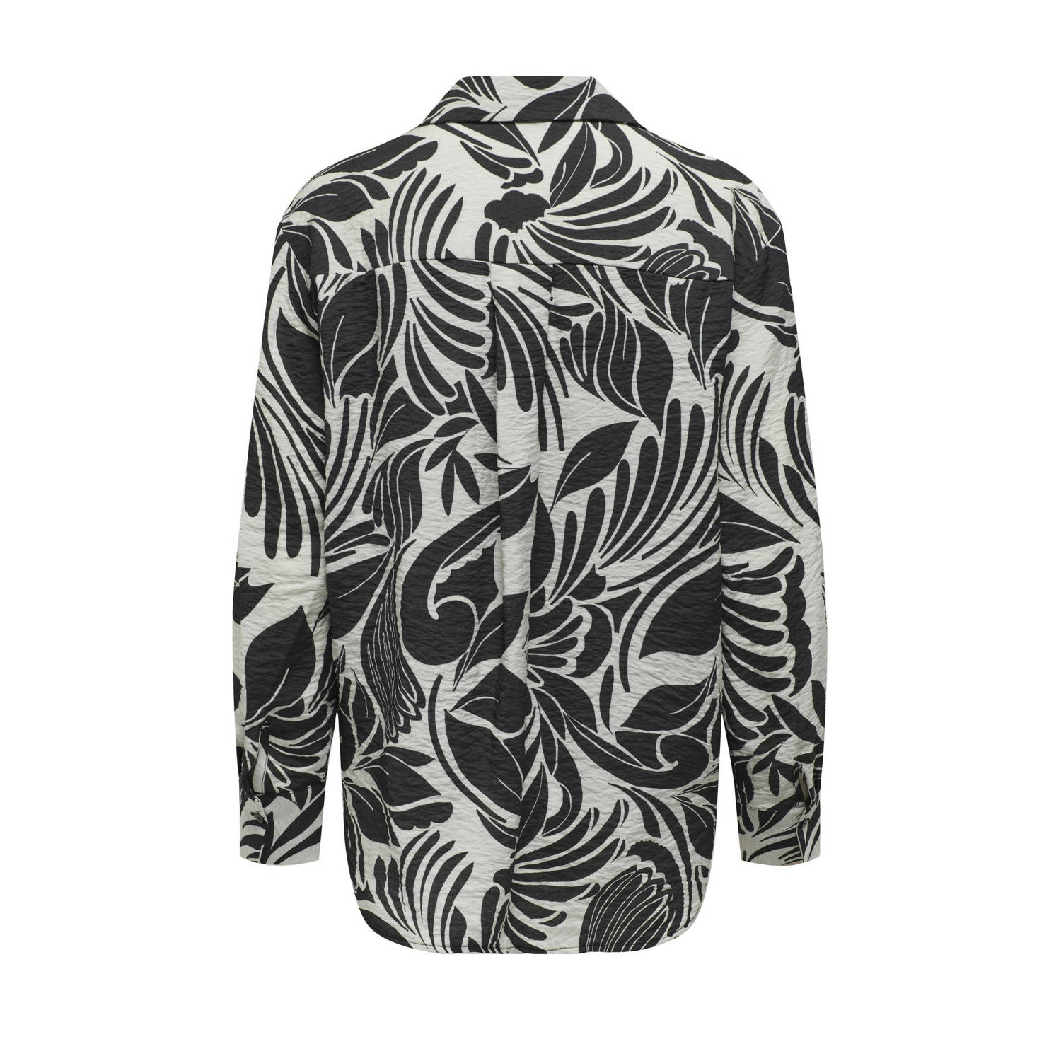 JDY blouse NOA met bladprint antraciet wit