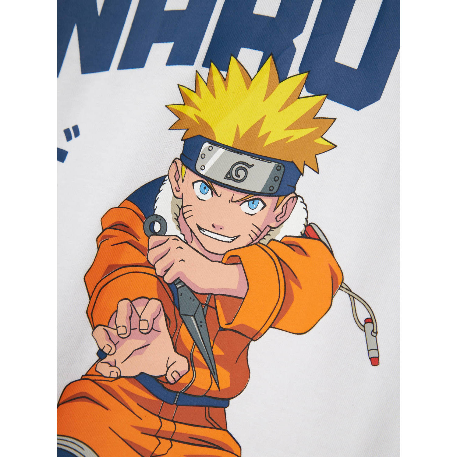 NAME IT KIDS T-shirt NKMMACAR NARUTO met printopdruk wit