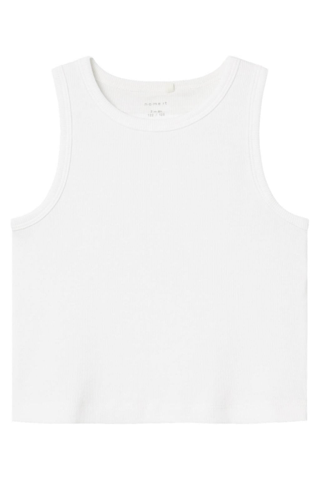 Witte meisjes NAME IT KIDS top SL CROP TOP NOOS met effen, ronde hals en gebreide details