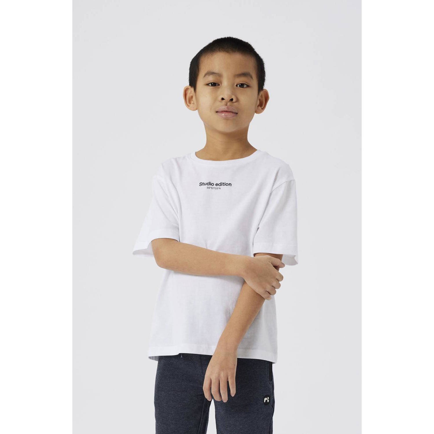 Name it KIDS T-shirt NKMBRODY met tekst wit Jongens Katoen Ronde hals Tekst 122 128