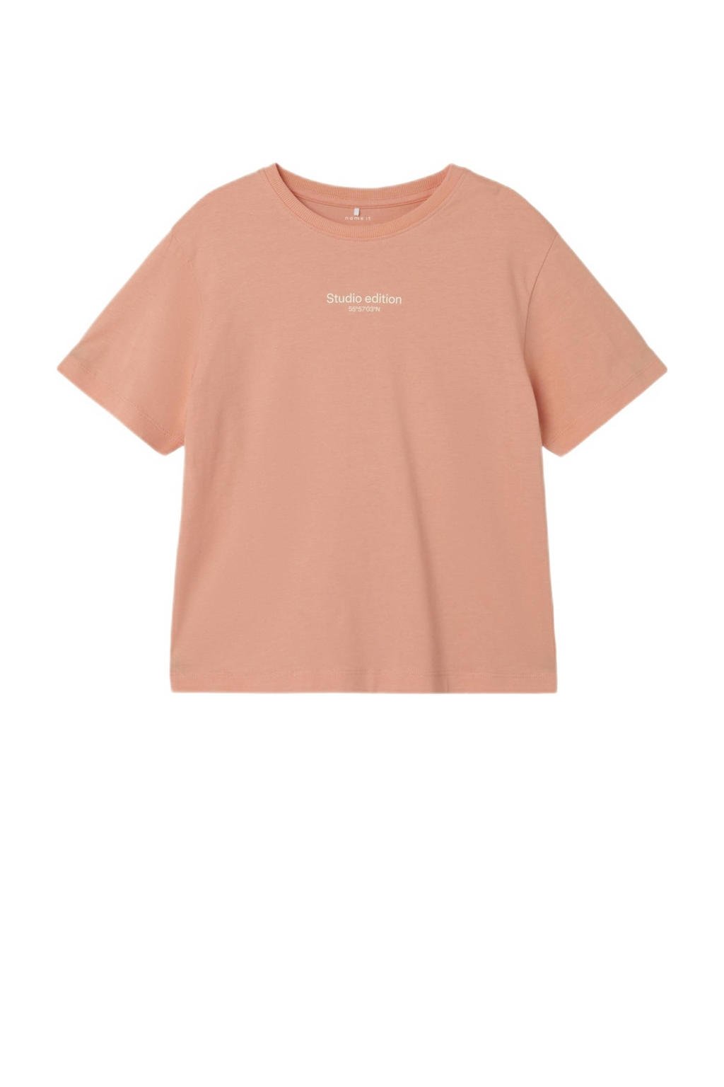 NAME IT KIDS T-shirt NKMBRODY met tekst zachtoranje