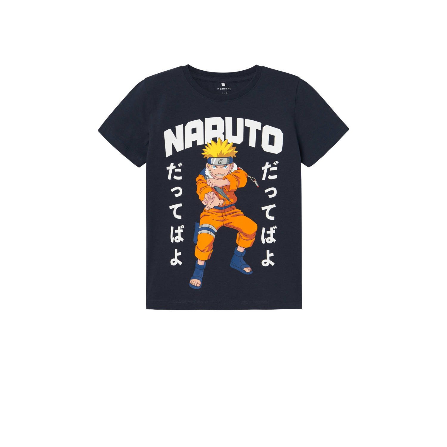 Name it KIDS T-shirt NKMMACAR NARUTO met printopdruk donkerblauw Jongens Stretchkatoen Ronde hals 122 128