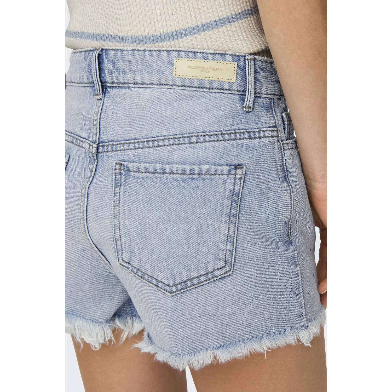 ONLY high waist skinny denim short light blue denim