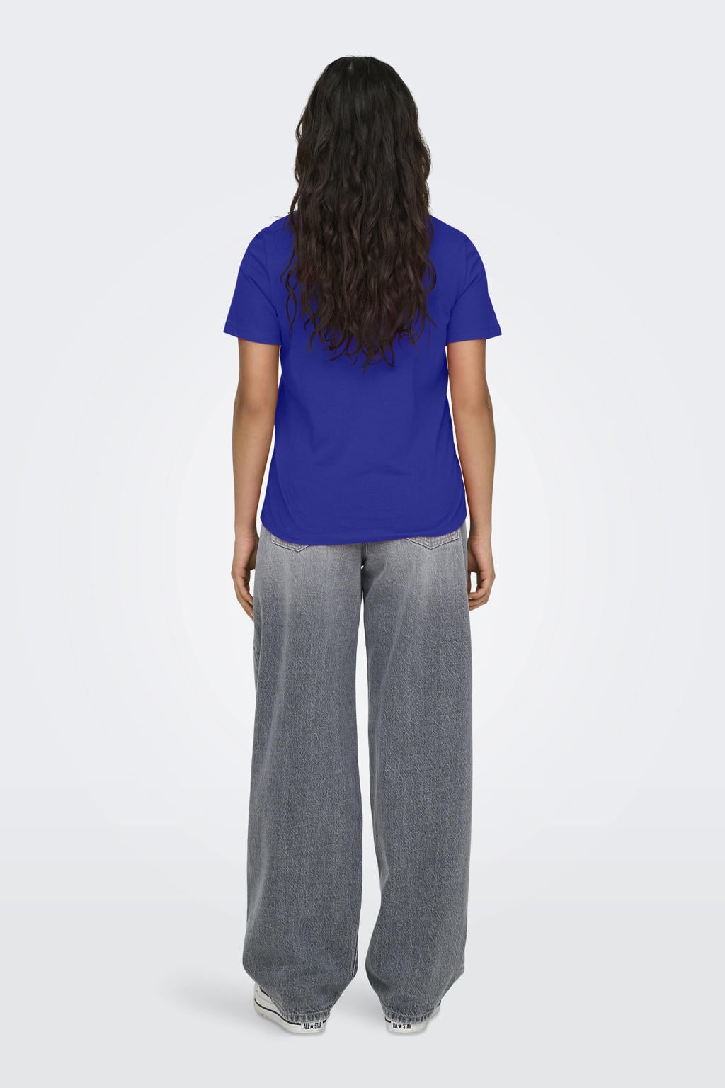 ONLY T-shirt met printopdruk blauw/roze