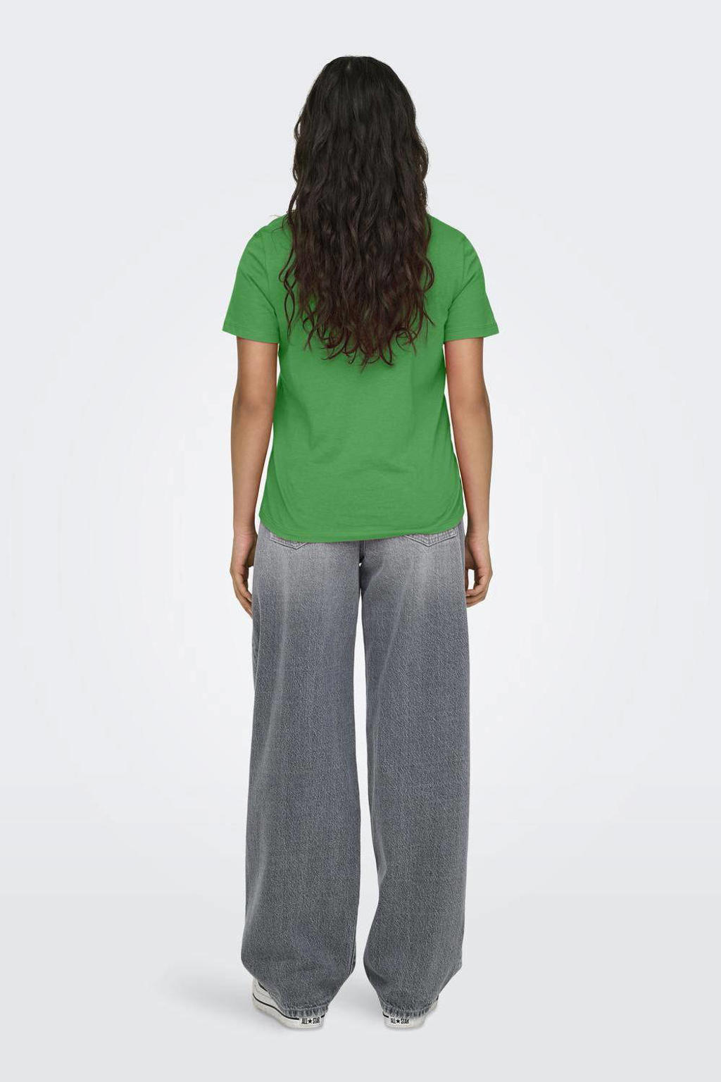 ONLY T-shirt met printopdruk groen/roze