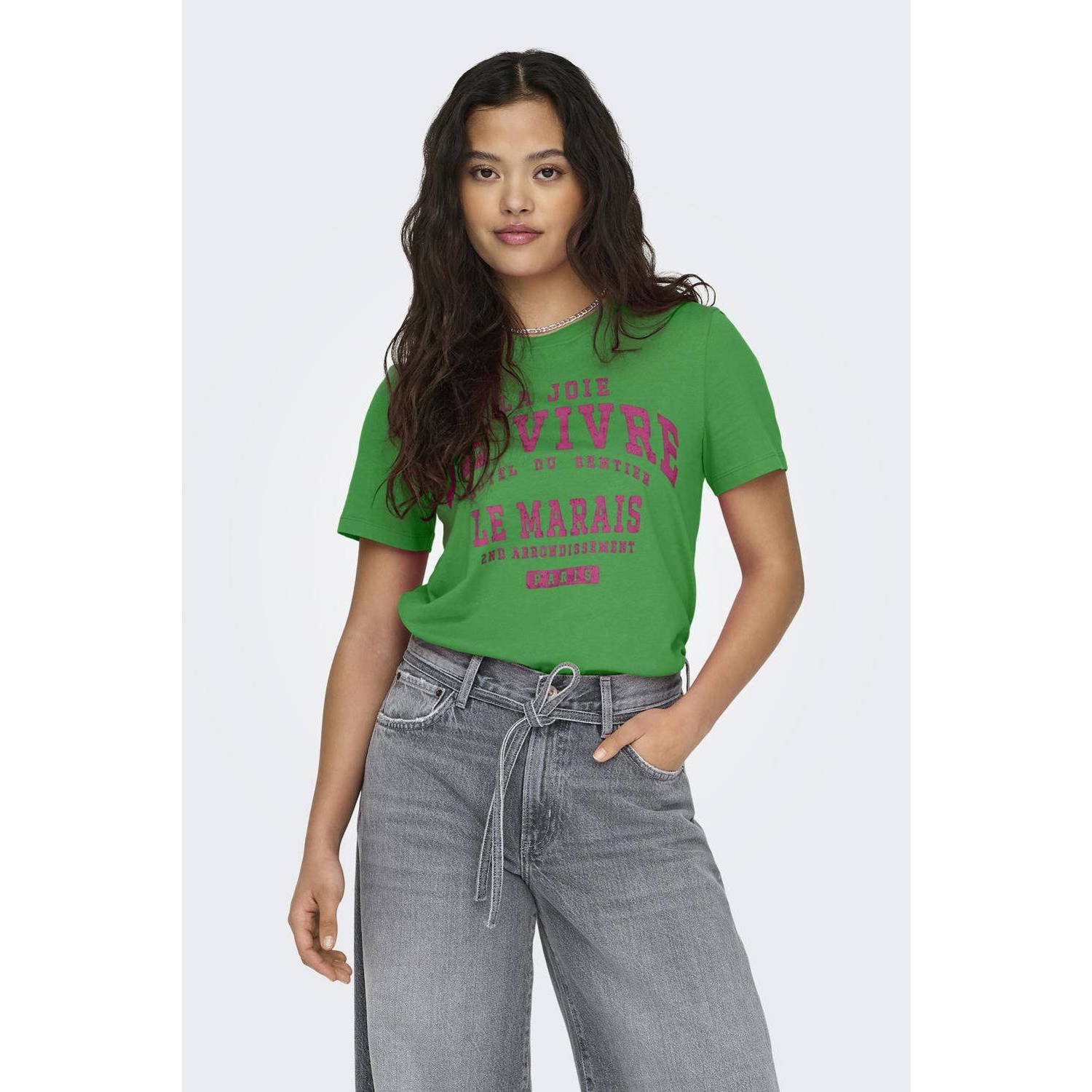 Only Regina Korte Mouw T-shirt Green Dames