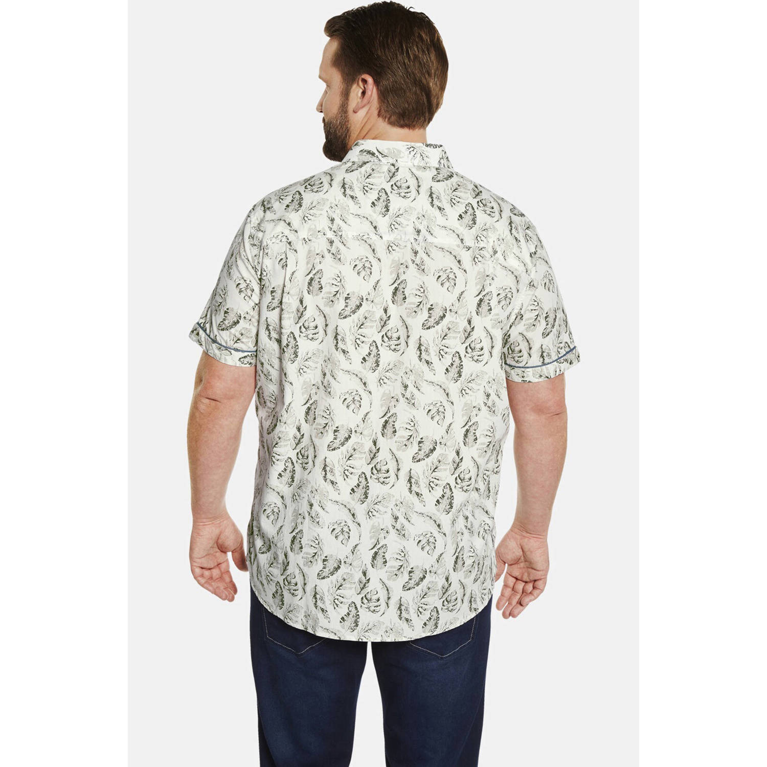 Charles Colby +FIT Collectie regular fit overhemd DUKE AUSTIN Plus Size met all over print wit