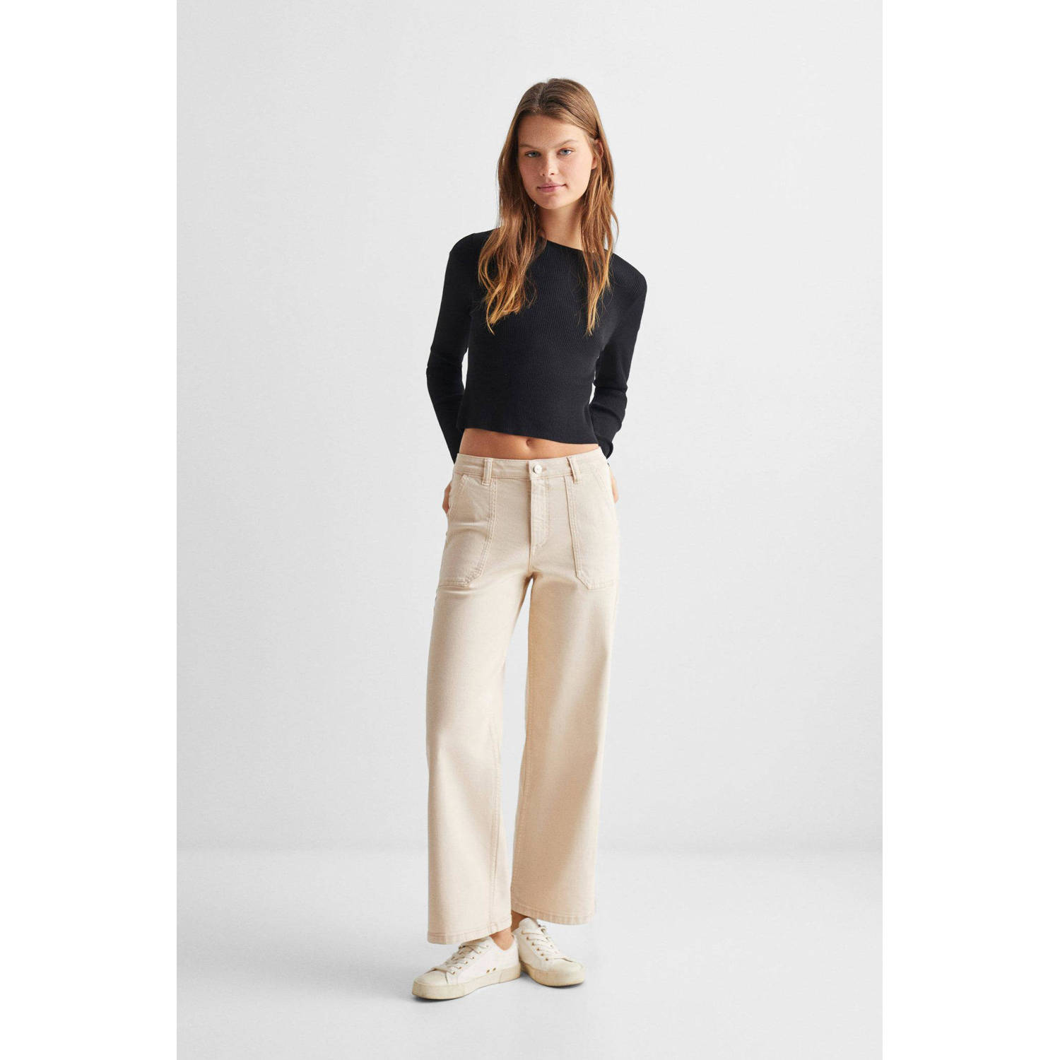 Mango Kids cropped broek lichtbeige