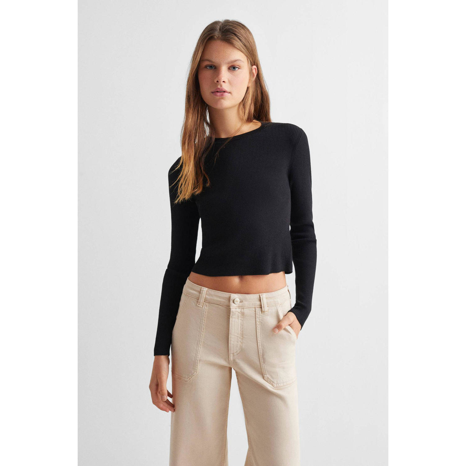 Mango Kids cropped broek lichtbeige