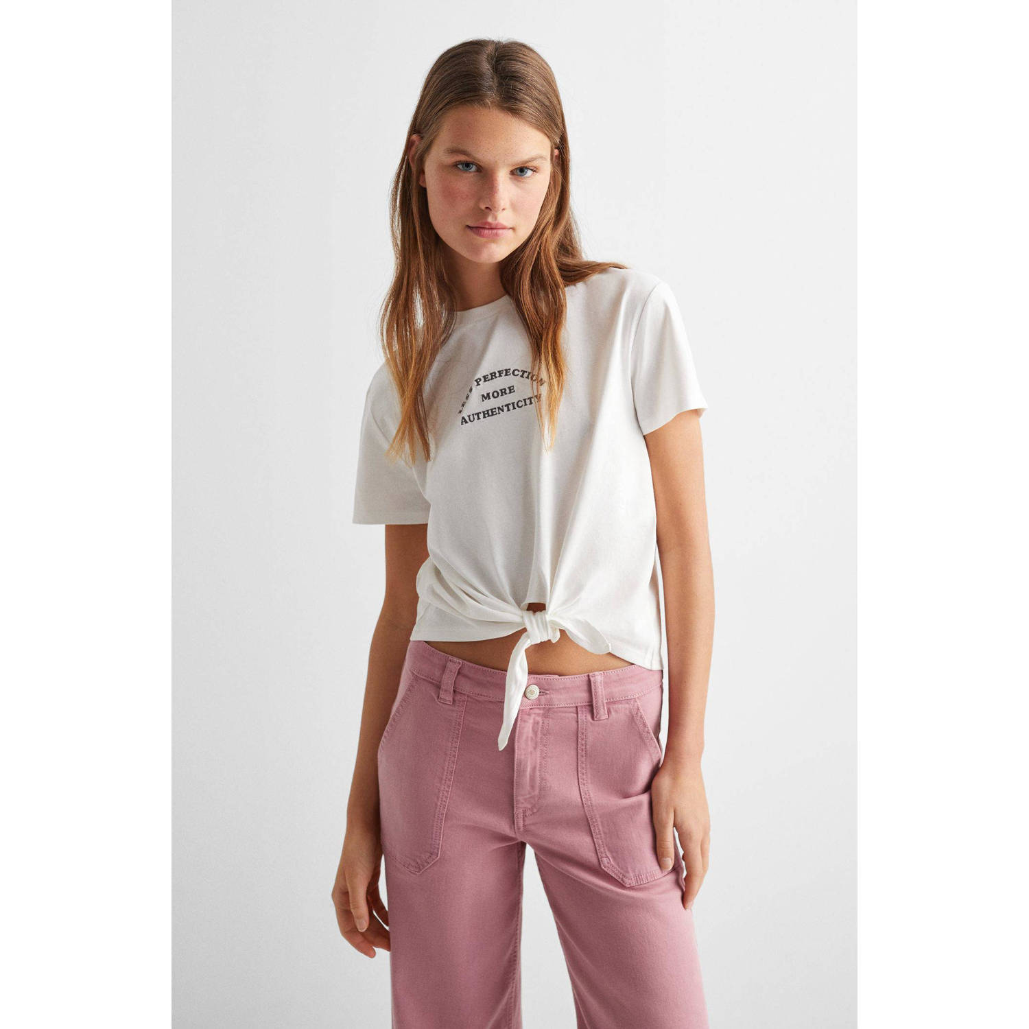 Mango Kids wide leg jeans roze