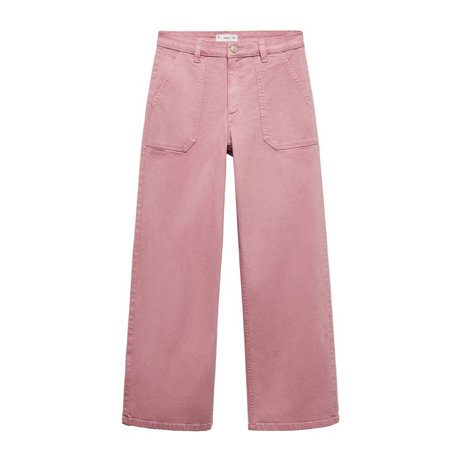 Mango Kids wide leg jeans roze Broek Meisjes Katoen Effen 152(XXS)