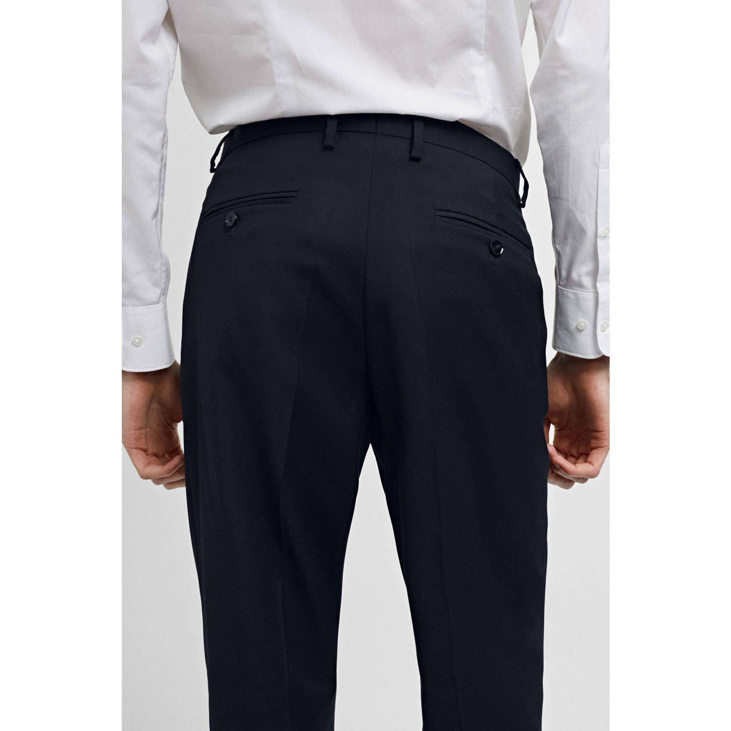 Mango Man slim fit pantalon donkerblauw