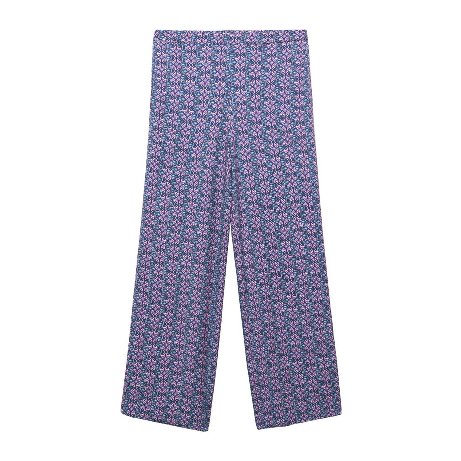 Mango Kids broek met all over print donkerblauw paars Meisjes Viscose All over print 152(XXS)