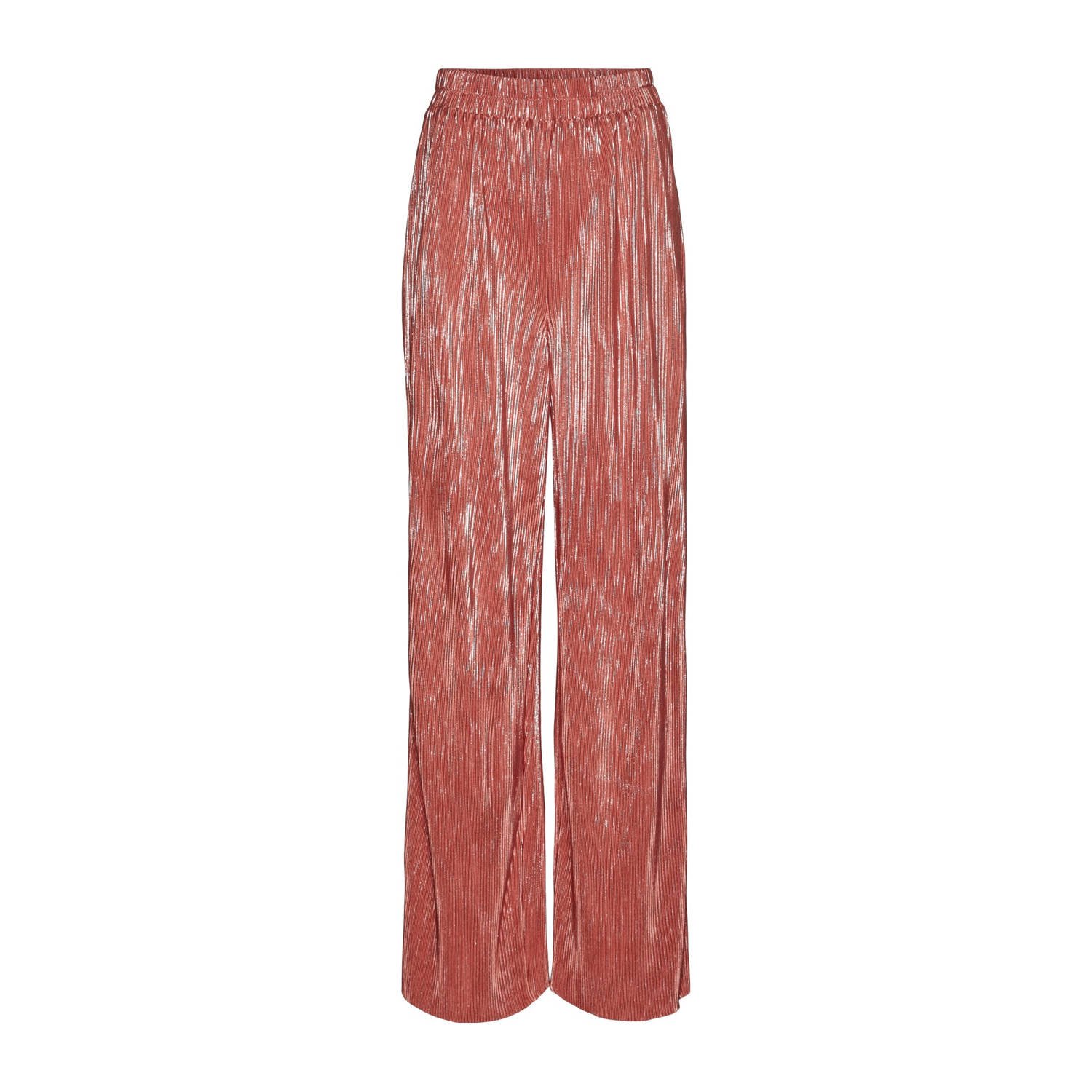 VERO MODA high waist wide leg pantalon VMMUVI koraalrood oranje