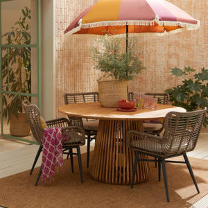 teak outdoor diningset Danese rond + Tango
