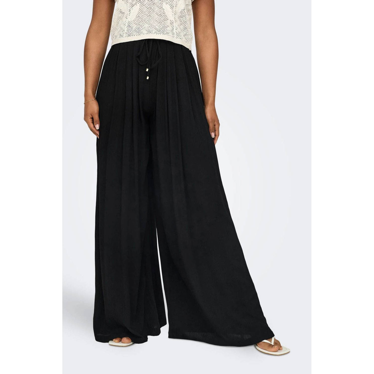 ONLY wide leg broek ONLCHIARA zwart