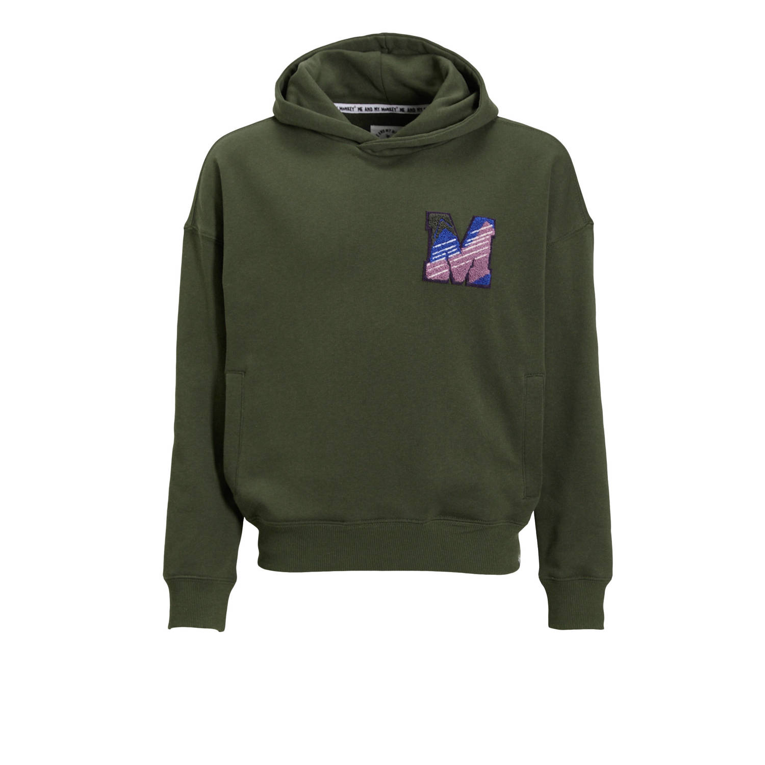 Me & My Monkey hoodie Roni met backprint donkergroen