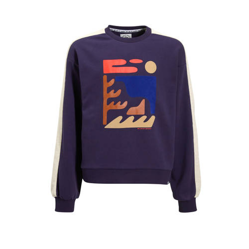 Me & My Monkey sweater Rinske met printopdruk donkerblauw afbeelding