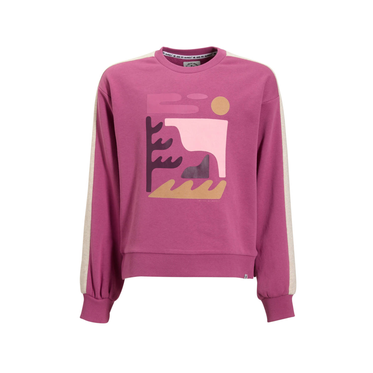 Me & My Monkey sweater Rinske met printopdruk paars