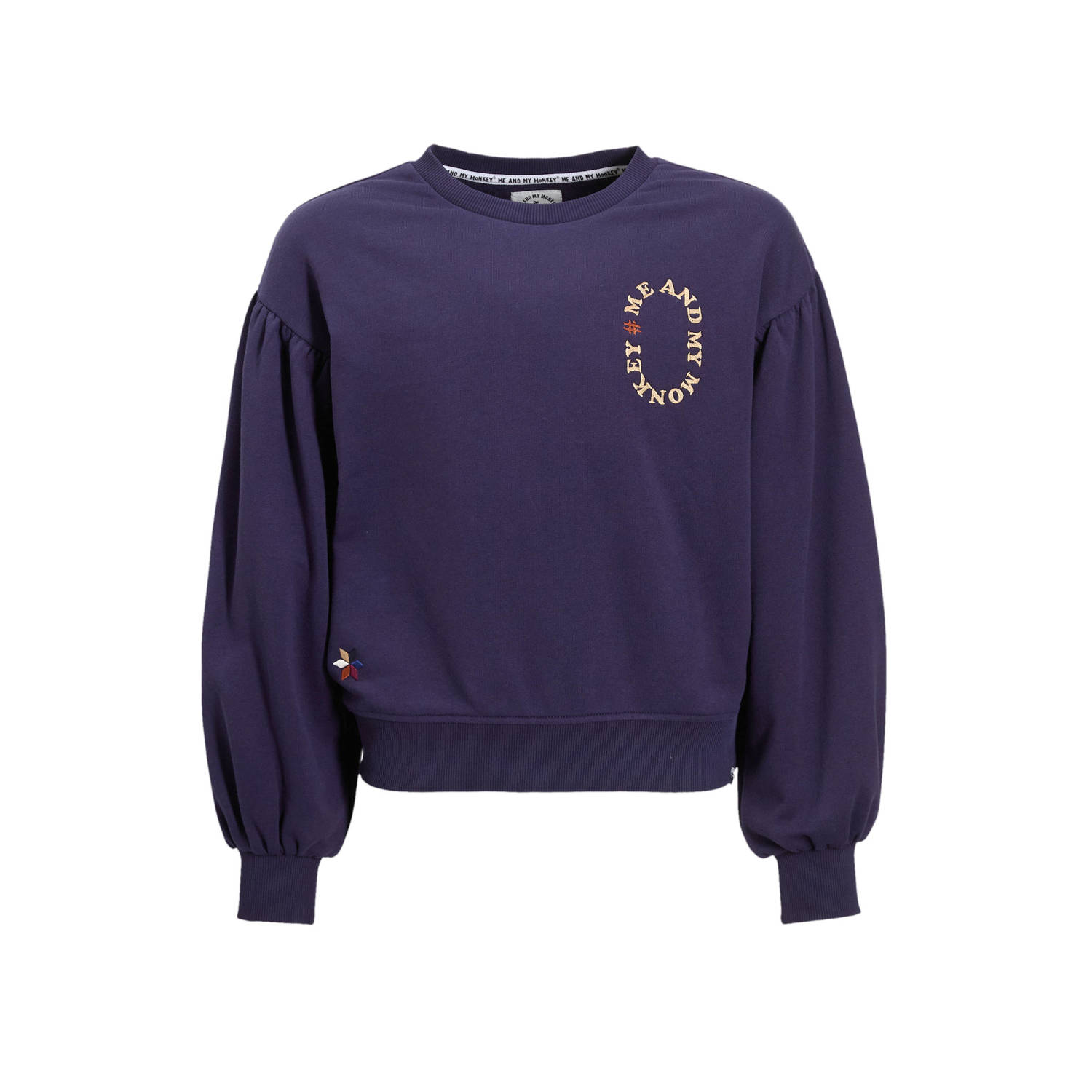 Me & My Monkey sweater Rev met printopdruk donkerblauw